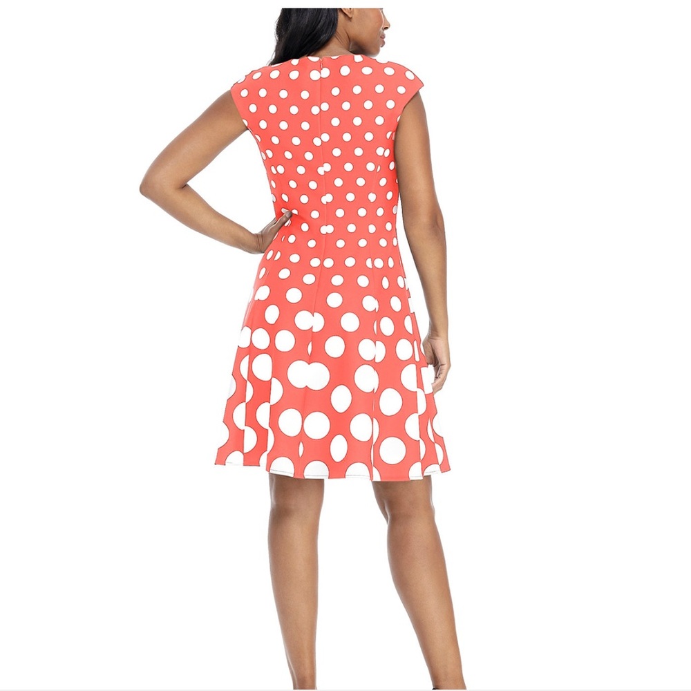 Preowned London Times Pink Polka Dot Dress size 10P - Picture 3 of 7